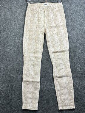 PAIGE Jeans Womens 25 Hoxton Ankle Cotton Stretch Snakeskin Print Pockets